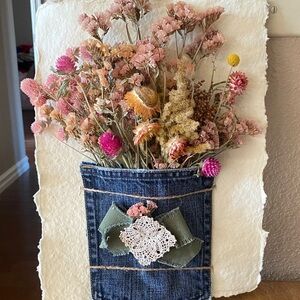 Framed Floral Denim Art
